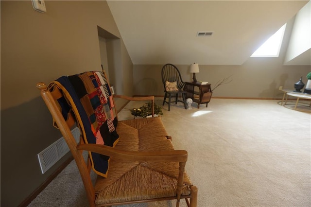 1744 21st Rd, Waverly, KS 66871 - sitting room featuring carpet, lofted ceiling, and baseboards