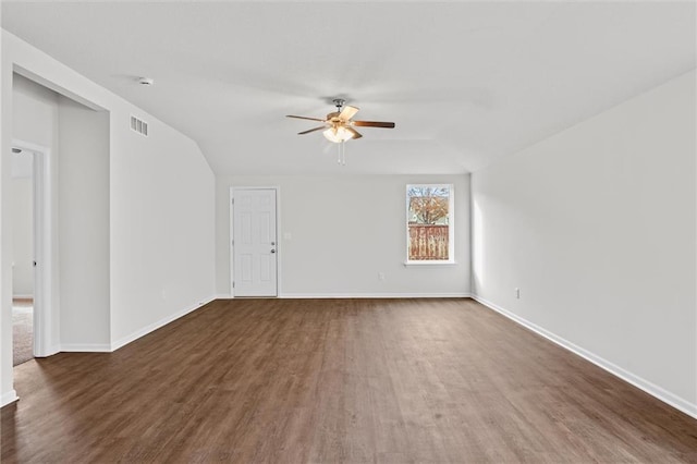 597 W Fountain St, Gardner, KS 66030 - unfurnished living room with wood finished floors, a ceiling fan, and baseboards