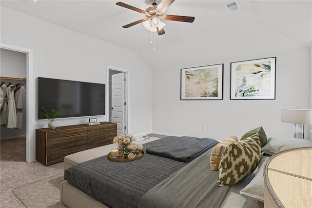 597 W Fountain St, Gardner, KS 66030 - bedroom featuring lofted ceiling, a spacious closet, carpet flooring, a closet, and a ceiling fan