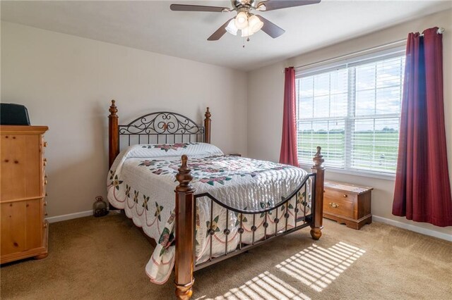 2943 NE Turkey Rd, Breckenridge, MO 64625 - carpeted bedroom featuring baseboards and a ceiling fan