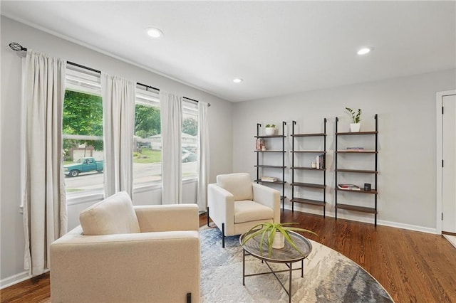109 N 1st St, Blue Springs, MO 64014 - living area featuring wood finished floors, recessed lighting, and baseboards