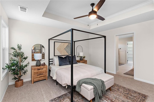 20714 Emerald St, Spring Hill, KS 66030 - bedroom featuring light colored carpet, baseboards, crown molding, and ceiling fan
