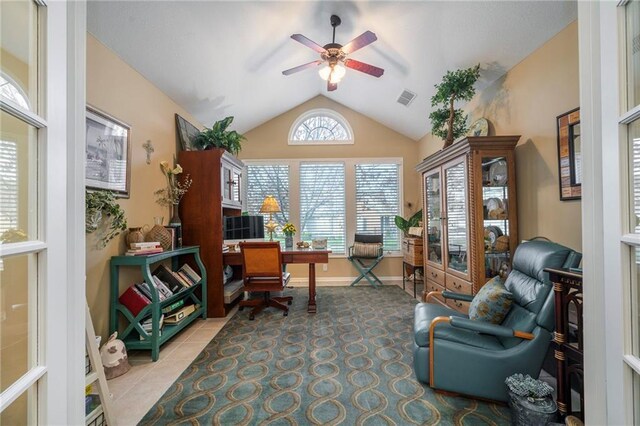 15141 S Symphony Dr Unit 1300, Olathe, KS 66062 - office area with ceiling fan and vaulted ceiling