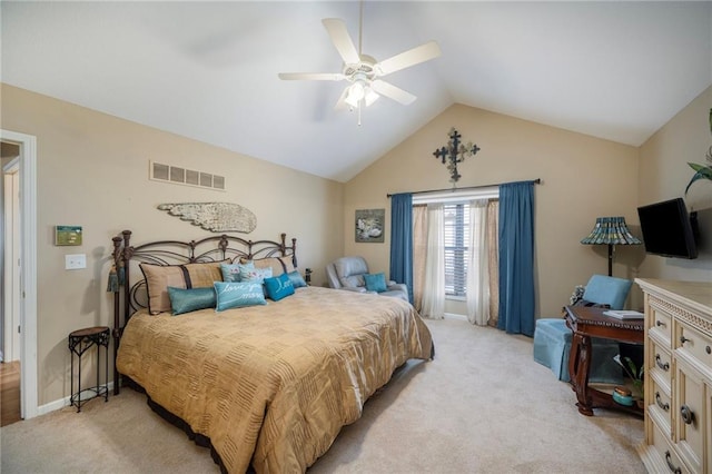 15141 S Symphony Dr Unit 1300, Olathe, KS 66062 - bedroom featuring light carpet, vaulted ceiling, and a ceiling fan