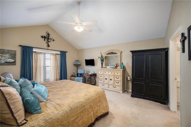 15141 S Symphony Dr Unit 1300, Olathe, KS 66062 - bedroom featuring vaulted ceiling, light carpet, and a ceiling fan