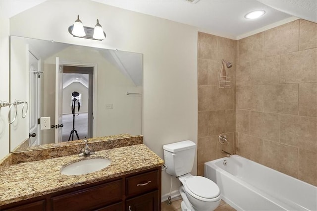 906 Cheatham Ct, Warrensburg, MO 64093 - bathroom featuring vanity, toilet, and shower / bath combination