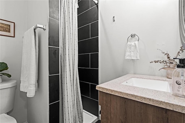 4421 Tracy Ave, Kansas City, MO 64110 - bathroom with toilet, a shower stall, and vanity
