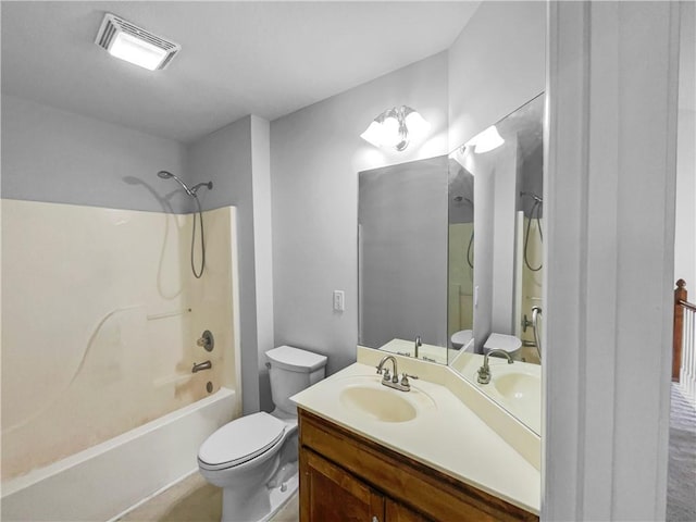 18100 E 11th Terrace Ct N, Independence, MO 64056 - bathroom featuring toilet, vanity, and washtub / shower combination
