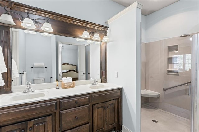 16904 S Bradley Dr, Olathe, KS 66062 - full bathroom with walk in shower, double vanity, and connected bathroom