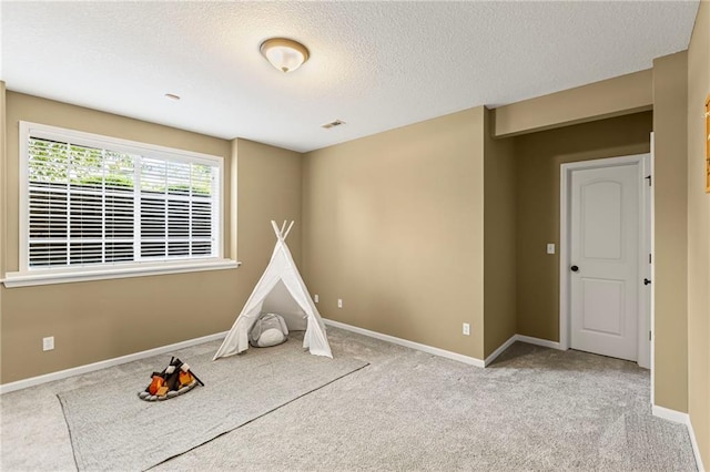 16904 S Bradley Dr, Olathe, KS 66062 - recreation room featuring carpet and a textured ceiling