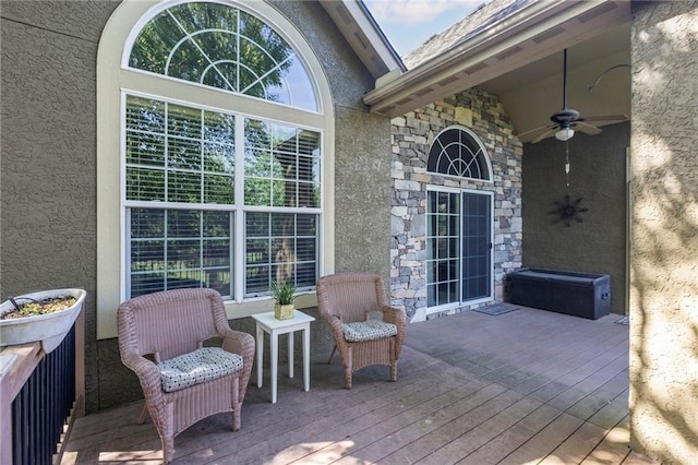 16904 S Bradley Dr, Olathe, KS 66062 - wooden deck featuring ceiling fan