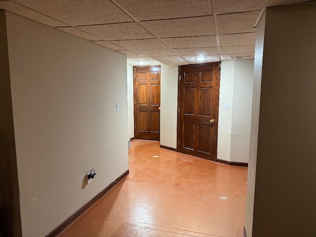 308 E Arrow St, Marshall, MO 65340 - hallway with a drop ceiling and baseboards