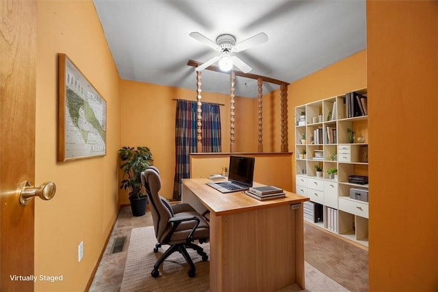6608 N Edison Ave, Kansas City, MO 64151 - office area featuring carpet and a ceiling fan