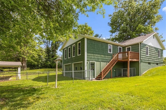 6608 N Edison Ave, Kansas City, MO 64151 - back of house featuring stairway and a wooden deck