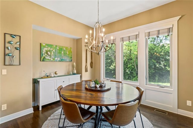 11446 S Longview Rd, Olathe, KS 66061 - dining area featuring a chandelier, dark wood finished floors, and bar area