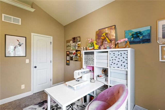 11446 S Longview Rd, Olathe, KS 66061 - office area with lofted ceiling and carpet floors