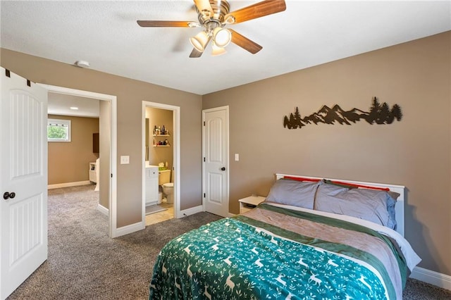 11446 S Longview Rd, Olathe, KS 66061 - carpeted bedroom with ensuite bathroom and a ceiling fan
