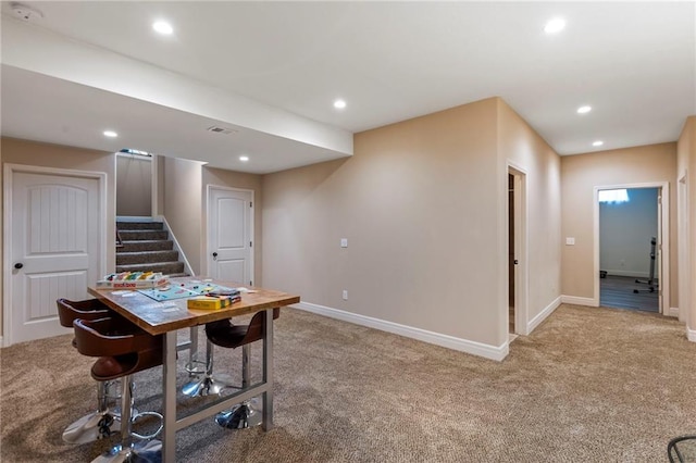 11446 S Longview Rd, Olathe, KS 66061 - rec room featuring light colored carpet and recessed lighting