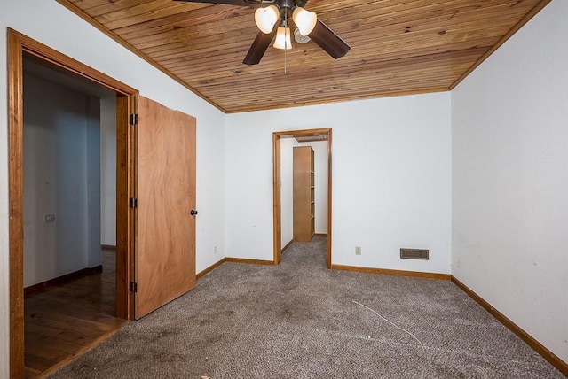 22450 Hatchell Rd, Tonganoxie, KS 66086 - unfurnished bedroom featuring wooden ceiling, carpet flooring, baseboards, and a ceiling fan