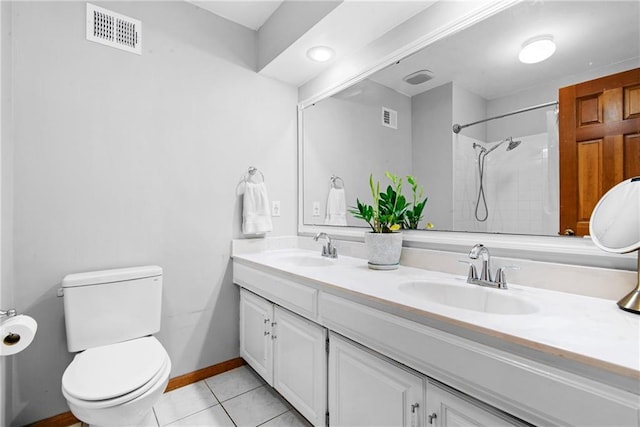 13008 Fontana St, Leawood, KS 66209 - full bathroom with double vanity, tile patterned flooring, and a shower