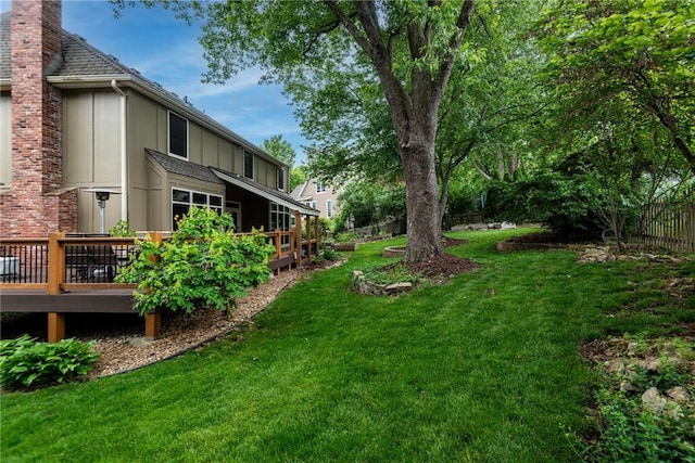13008 Fontana St, Leawood, KS 66209 - view of green lawn featuring a wooden deck