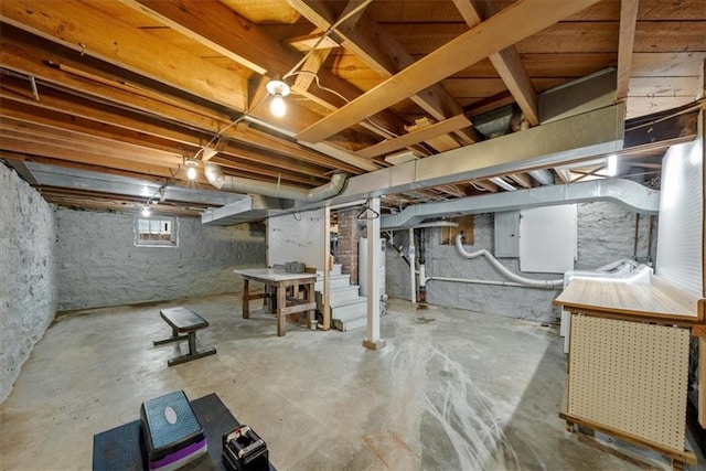 5741 Hadley St, Merriam, KS 66202 - below grade area with electric panel and stairway