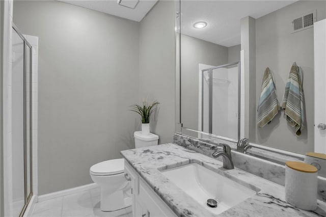 12428 Cambridge Cir, Leawood, KS 66209 - full bathroom with vanity, toilet, a stall shower, and baseboards