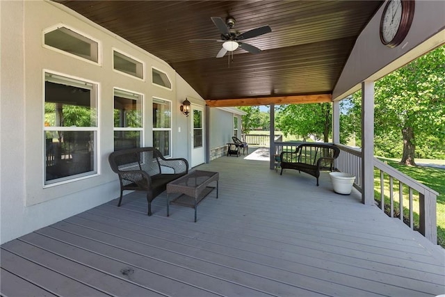3906 Oo Hwy, Odessa, MO 64076 - wooden deck featuring a ceiling fan