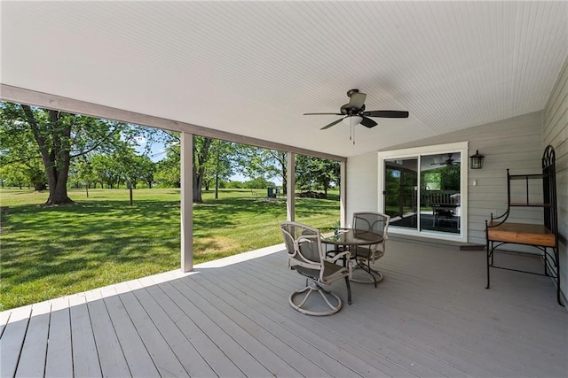 3906 Oo Hwy, Odessa, MO 64076 - deck with a ceiling fan and a lawn