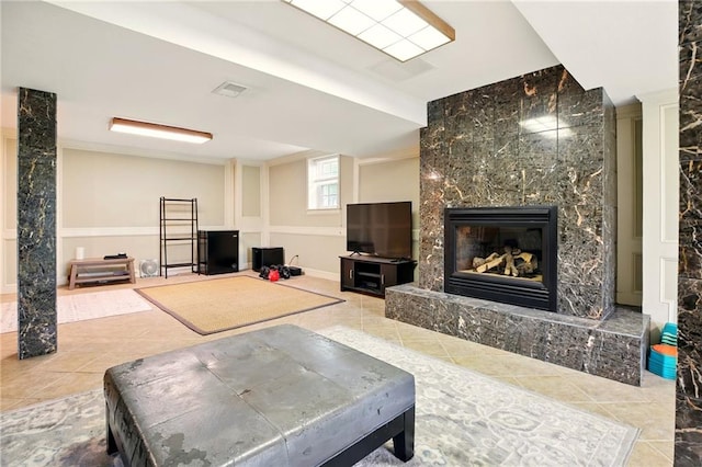 12844 Granada Ln, Leawood, KS 66209 - tiled living area featuring a fireplace