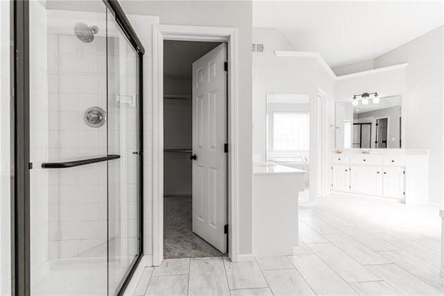 13310 W 129th St, Overland Park, KS 66213 - bathroom with a stall shower, vanity, and a spacious closet