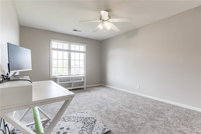13310 W 129th St, Overland Park, KS 66213 - carpeted home office featuring ceiling fan and baseboards