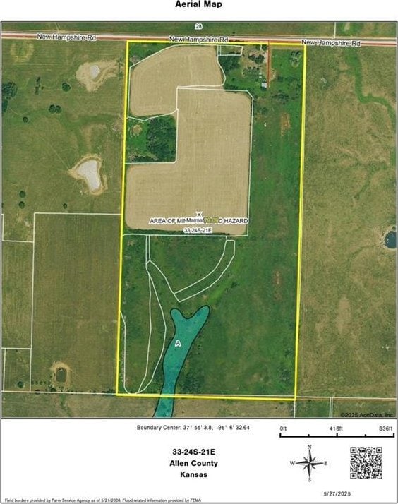 4691 New Hampshire Rd, Bronson, KS 66716 - map / location with property parcel outlined