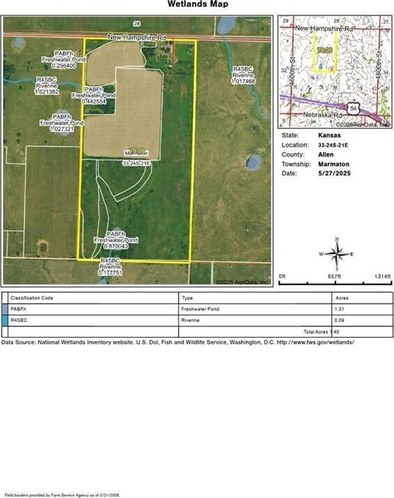 4691 New Hampshire Rd, Bronson, KS 66716 - map / location with property boundaries highlighted