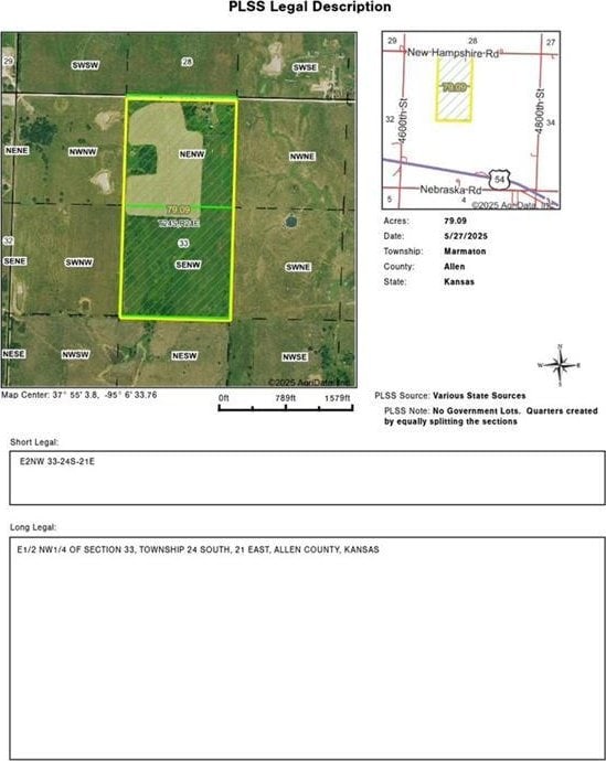 4691 New Hampshire Rd, Bronson, KS 66716 - map of property location