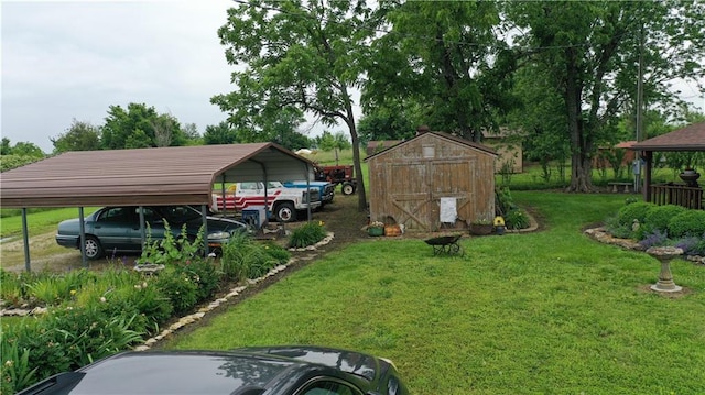 4691 New Hampshire Rd, Bronson, KS 66716 - view of green lawn with a carport