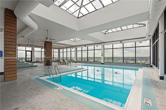 700 E 8th St Unit 11T, Kansas City, MO 64106 - indoor pool with a skylight and a ceiling fan