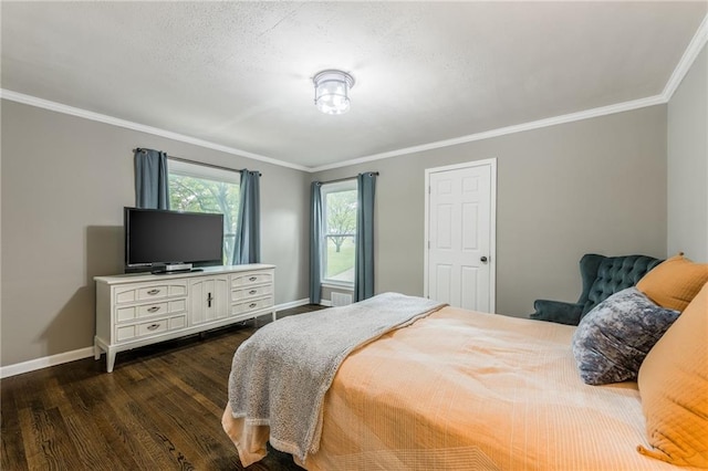 10100 E Sheley Rd, Independence, MO 64052 - bedroom featuring baseboards, dark wood-style flooring, and ornamental molding