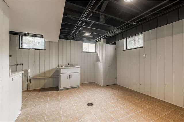 10100 E Sheley Rd, Independence, MO 64052 - below grade area with a sink and wooden walls