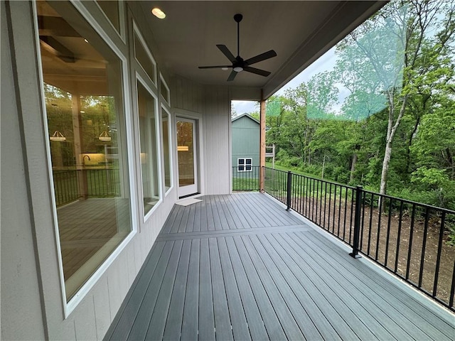 22428 W 90th Ter, Lenexa, KS 66227 - wooden deck featuring a ceiling fan