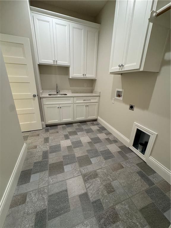 22428 W 90th Ter, Lenexa, KS 66227 - washroom with cabinet space, baseboards, electric dryer hookup, and hookup for a washing machine