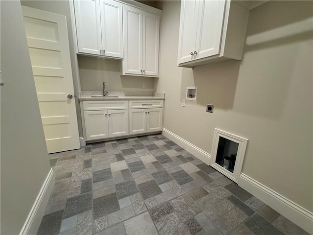 22428 W 90th Ter, Lenexa, KS 66227 - washroom with cabinet space, baseboards, hookup for an electric dryer, and hookup for a washing machine