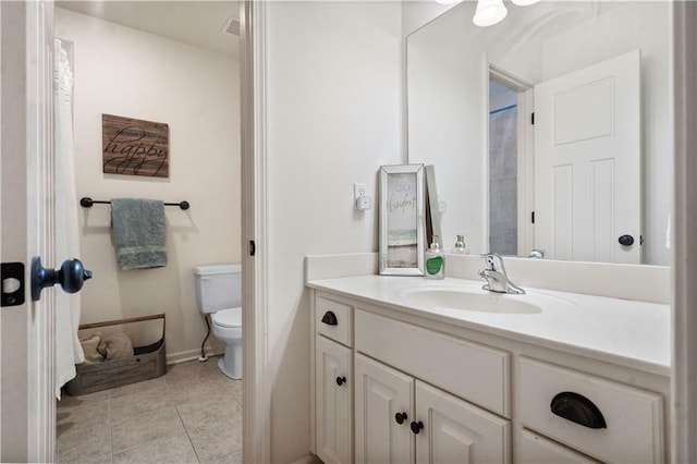 24901 W 91st Pl, Lenexa, KS 66227 - bathroom featuring toilet, vanity, tile patterned floors, and baseboards