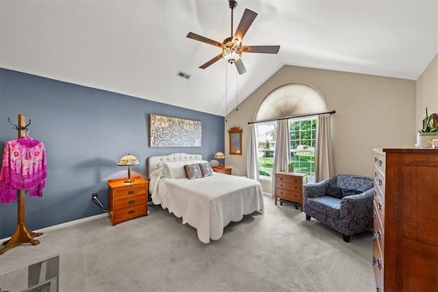 2051 W 139th Ter, Leawood, KS 66224 - bedroom featuring carpet, lofted ceiling, and a ceiling fan