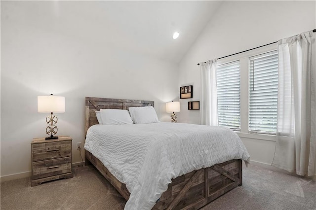 15318 W 172nd Pl, Olathe, KS 66062 - carpeted bedroom featuring baseboards, high vaulted ceiling, and recessed lighting