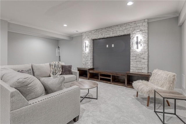 17162 S Hall St, Olathe, KS 66062 - living room featuring ornamental molding and recessed lighting