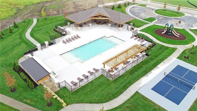 17162 S Hall St, Olathe, KS 66062 - view from above of property featuring a pool area