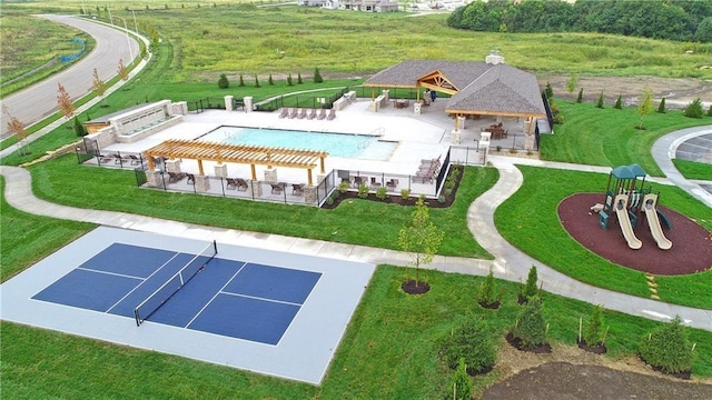 17162 S Hall St, Olathe, KS 66062 - aerial view of property and surrounding area featuring a pool