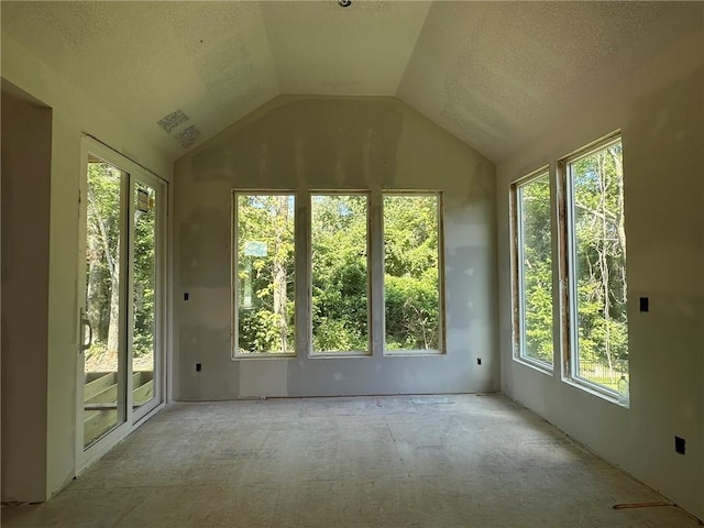 17162 S Hall St, Olathe, KS 66062 - unfurnished sunroom with vaulted ceiling and a textured ceiling