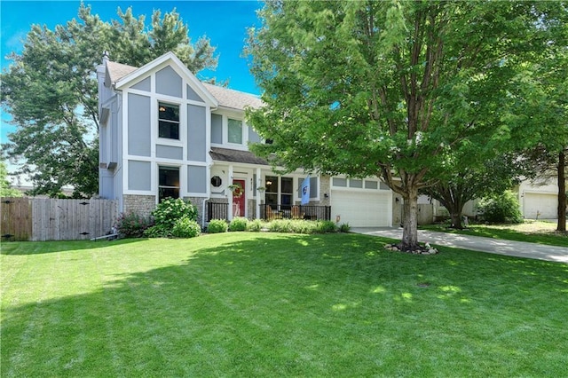 8215 W 150th St, Overland Park, KS 66223 - view of front of house with driveway, stone siding, a shingled roof, and a garage